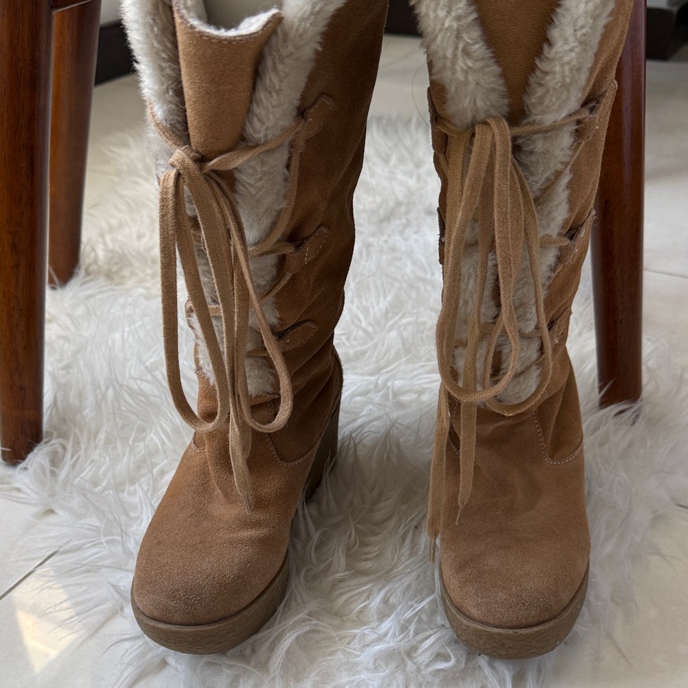 MICHAEL Michael Kors Tan Suede Lace-Up Winter Boots